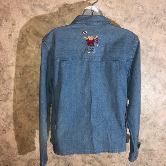 Christopher & Banks Denim Patriotic Bear Blouse - Picture 10 of 13